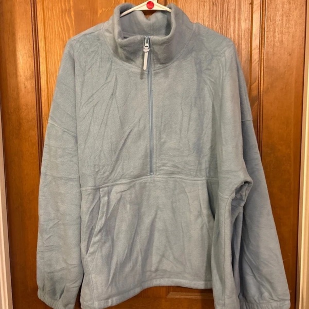 Men's Light Blue Half-Zip Performance Fleece Pullover